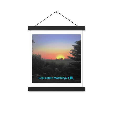 Beautiful Sunset Sinari Poster with hangers with realestatematching24 with key Logo