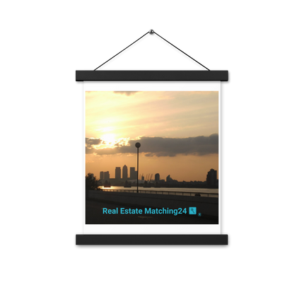 Majestic Sunset Poster with hangers with realestatematching24 with key Logo