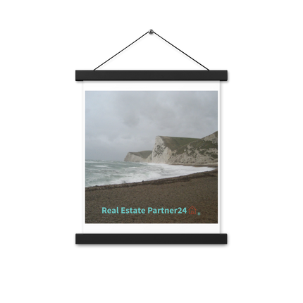 Waves and Sand Poster with hangers with realestatepartner24 with house Logo