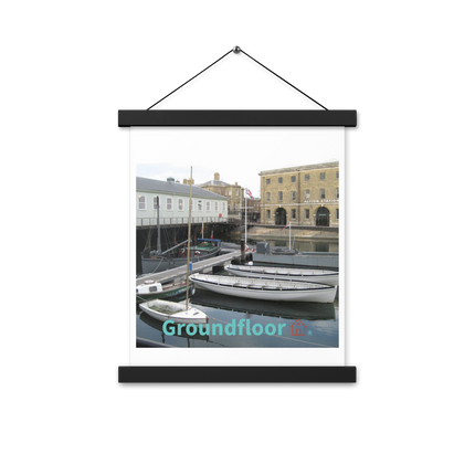 Boat on Water Poster with hangers with Groundfloor with House Logo