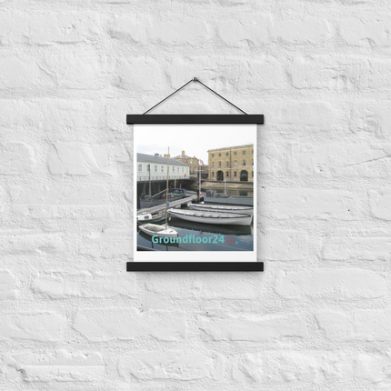 Boat on Water Poster with hangers with Groundfloor24 with House Logo