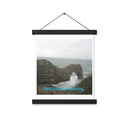 Coastal Escape Poster with hangers with realestatematching without key Logo