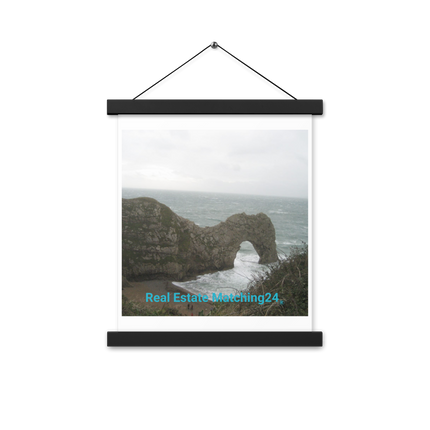 Coastal Escape Poster with hangers with realestatematching24 without key Logo