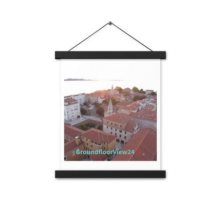 Roof Sunset View Poster with hangers with groundfloorview24 with House Logo