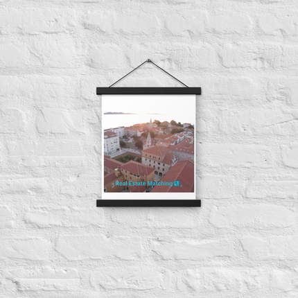 Roof Sunset View Poster with hangers with realestatematching with key Logo
