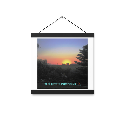 Beautiful Sunset Sinari Poster with hangers with realestatepartner24 with house Logo