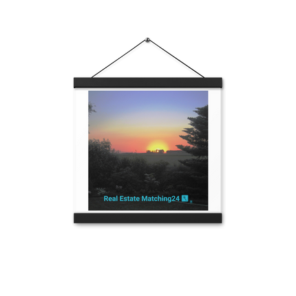 Beautiful Sunset Sinari Poster with hangers with realestatematching24 with key Logo