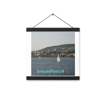Beautiful River & Hills Sinari Poster with hangers with Groundfloor24 with House Logo