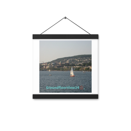 Beautiful River & Hills Sinari Poster with hangers with groundfloorview24 with House Logo