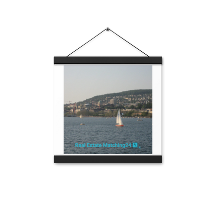 Beautiful River & Hills Sinari Poster with hangers with realestatematching24 with key Logo