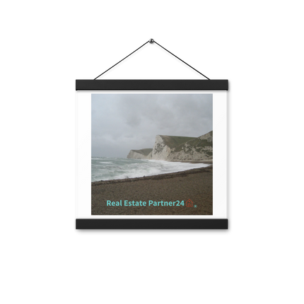Waves and Sand Poster with hangers with realestatepartner24 with house Logo