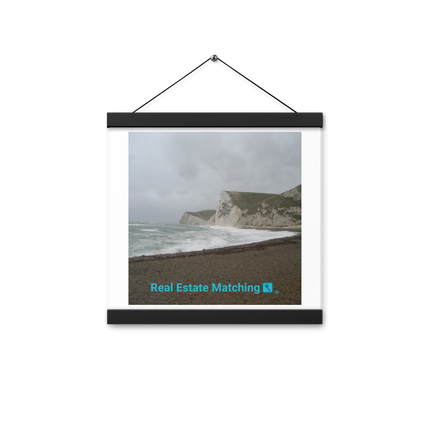 Waves and Sand Poster with hangers with realestatematching with key Logo