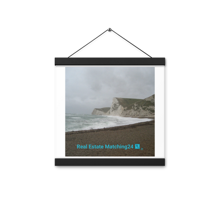 Waves and Sand Poster with hangers with realestatematching24 with key Logo