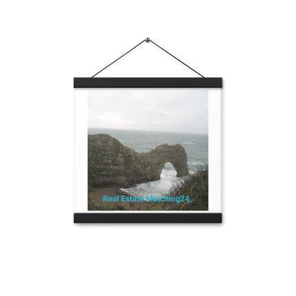 Coastal Escape Poster with hangers with realestatematching24 without key Logo