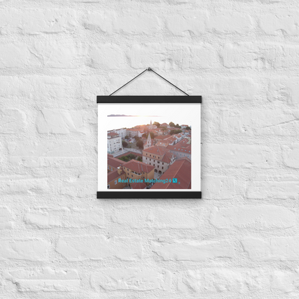 Roof Sunset View Poster with hangers with realestatematching24 with key Logo