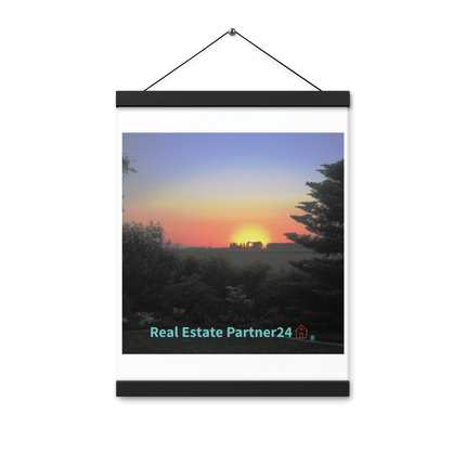 Beautiful Sunset Sinari Poster with hangers with realestatepartner24 with house Logo