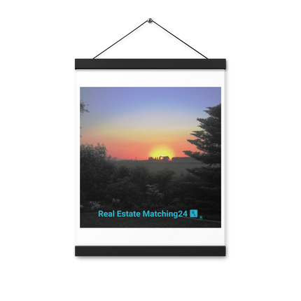 Beautiful Sunset Sinari Poster with hangers with realestatematching24 with key Logo