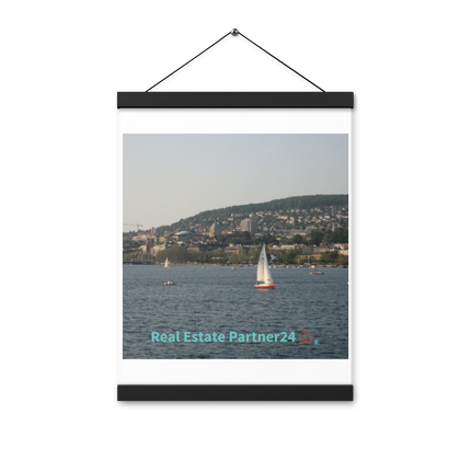 Beautiful River & Hills Sinari Poster with hangers with realestatepartner24 with house Logo