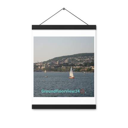 Beautiful River & Hills Sinari Poster with hangers with groundfloorview24 with House Logo