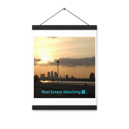 Majestic Sunset Poster with hangers with realestatematching with key Logo