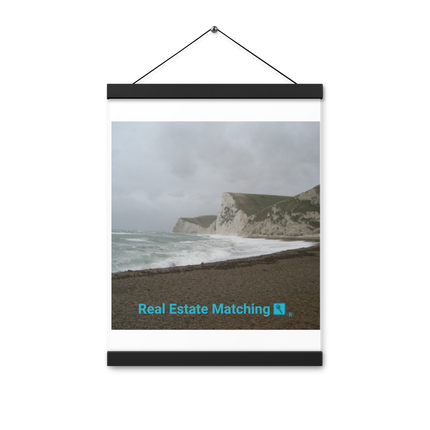Waves and Sand Poster with hangers with realestatematching with key Logo