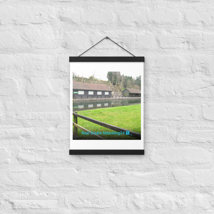 Lakeside Serenity Poster with hangers with realestatematching24 with key Logo