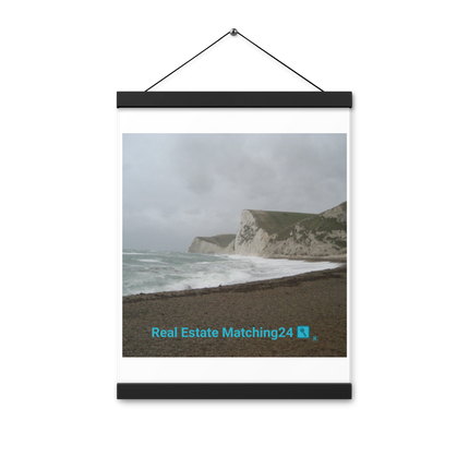 Waves and Sand Poster with hangers with realestatematching24 with key Logo