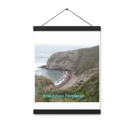 Sea & Hills Poster with hangers with realestatepartner24 with house Logo