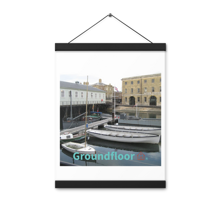 Boat on Water Poster with hangers with Groundfloor with House Logo