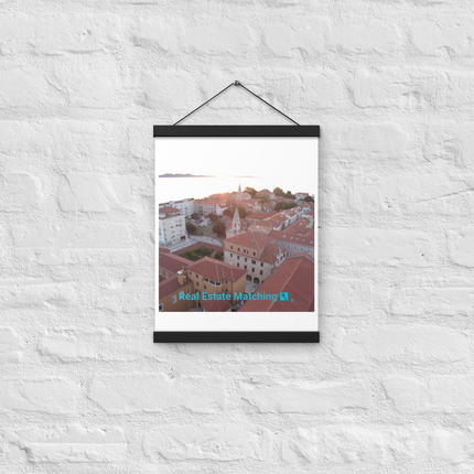 Roof Sunset View Poster with hangers with realestatematching with key Logo