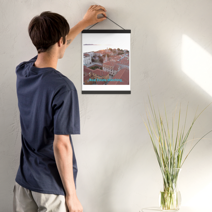 Roof Sunset View Poster with hangers with realestatematching without key Logo