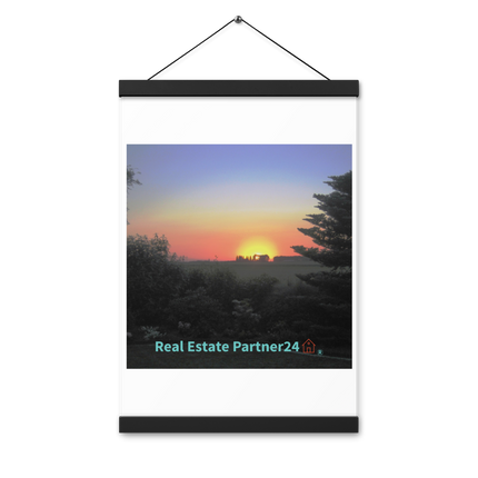 Beautiful Sunset Sinari Poster with hangers with realestatepartner24 with house Logo