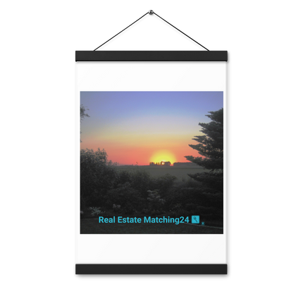 Beautiful Sunset Sinari Poster with hangers with realestatematching24 with key Logo