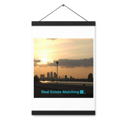 Majestic Sunset Poster with hangers with realestatematching with key Logo