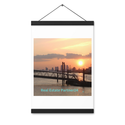 Evening Glow Poster with hangers with realestatepartner24 with house Logo