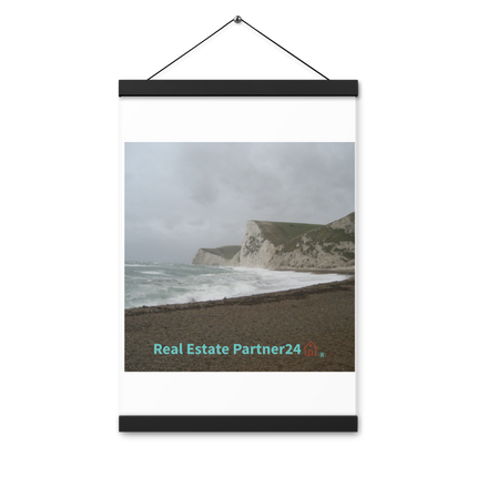 Waves and Sand Poster with hangers with realestatepartner24 with house Logo
