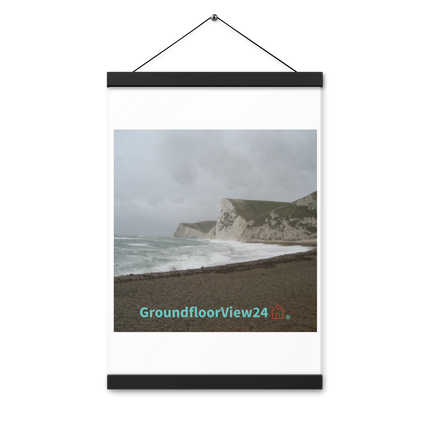 Waves and Sand Poster with hangers with groundfloorview24 with House Logo