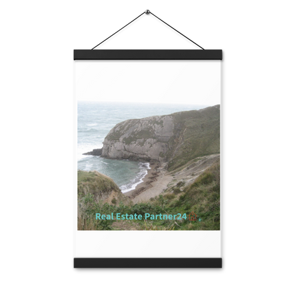 Sea & Hills Poster with hangers with realestatepartner24 with house Logo