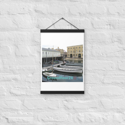 Boat on Water Poster with hangers with Groundfloor24 with House Logo