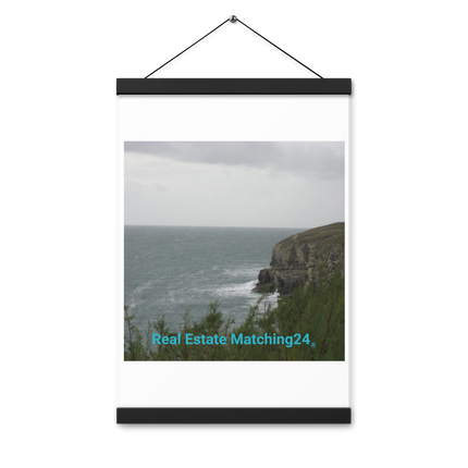 Seaside Serenity Poster with hangers with realestatematching24 without key Logo