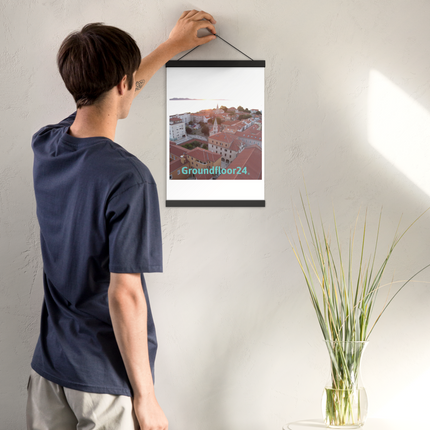 Roof Sunset View Poster with hangers with Groundfloor24 without House Logo