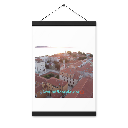 Roof Sunset View Poster with hangers with groundfloorview24 with House Logo