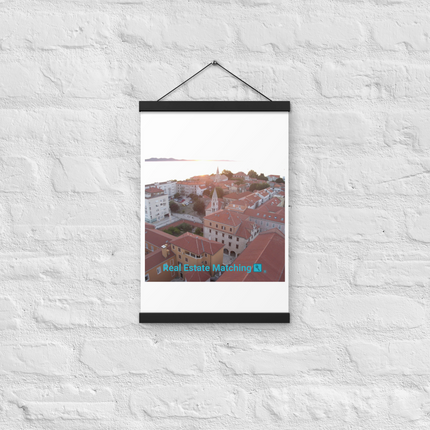 Roof Sunset View Poster with hangers with realestatematching with key Logo