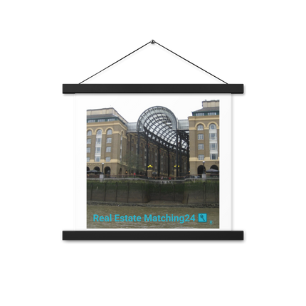 Hay's Galleria Poster with hangers with Real Estate Matching24 Logo