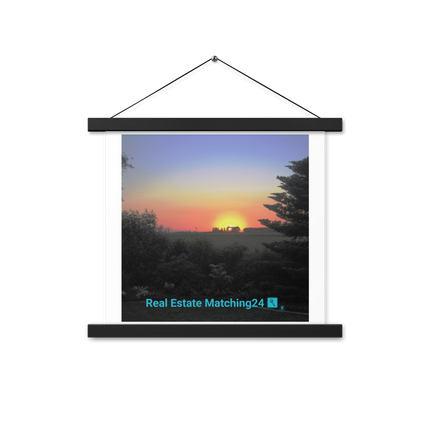 Beautiful Sunset Sinari Poster with hangers with realestatematching24 with key Logo