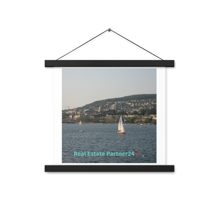 Beautiful River & Hills Sinari Poster with hangers with realestatepartner24 with house Logo