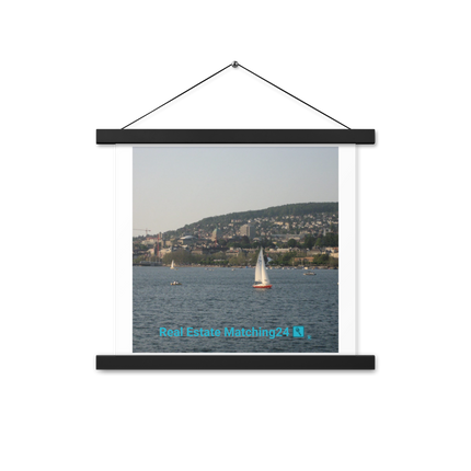 Beautiful River & Hills Sinari Poster with hangers with realestatematching24 with key Logo