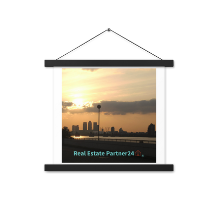 Majestic Sunset Poster with hangers with realestatepartner24 with house Logo