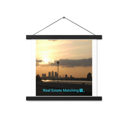 Majestic Sunset Poster with hangers with realestatematching with key Logo