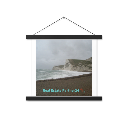 Waves and Sand Poster with hangers with realestatepartner24 with house Logo